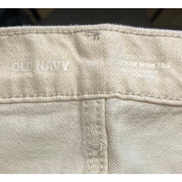 Old Navy Extra High Waisted Sky Hi Wide Leg Cargo Jeans Cream Sz 14 90s Y2K NWOT - Picture 8 of 11